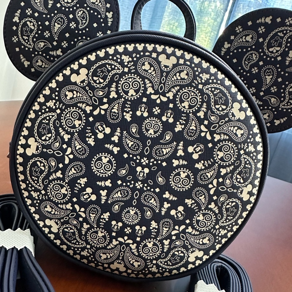 Disney Mickey Mouse Navy Blue Paisley Mini Backpack - Picture 3 of 8